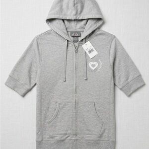 Dots Gray Short-Sleeve Zip Hoodie for Kids